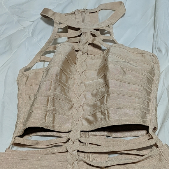 Champagne Fitting Strappy Dress - Picture 2 of 4